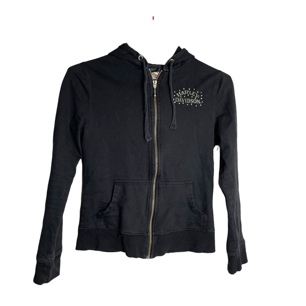 Harley Davidson Zip Up Pull Over Hoodie Embellish Long Sleeves Jacket Size Small